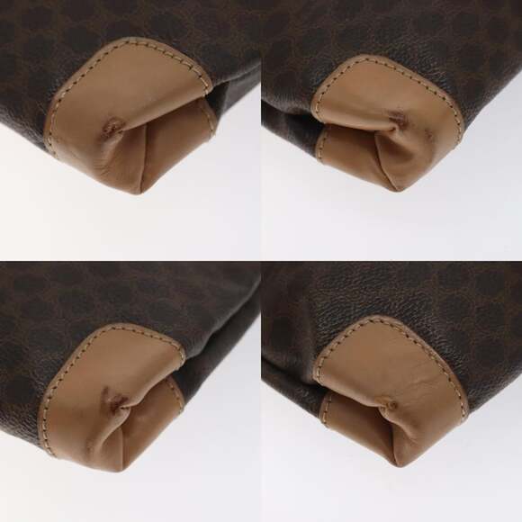 CELINE Macadam Canvas Hand Bag Pvc Leather Brown Gold - Picture 10 of 12